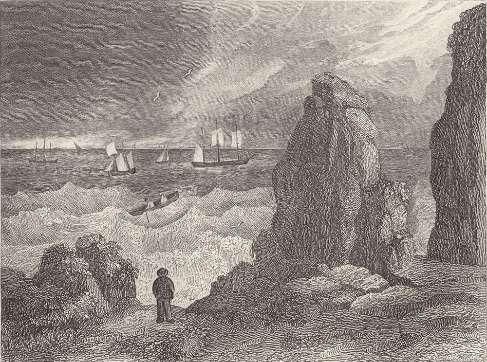 DEVON. View in Plymouth sound. DUGDALE 1845 old antique vintage print picture